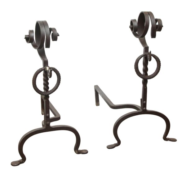 Andirons - Original Antique Black 1800s Andirons