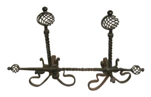 Andirons - Set of Fireplace Andirons with Cross Bar