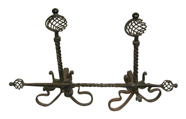 Andirons - Set of Fireplace Andirons with Cross Bar