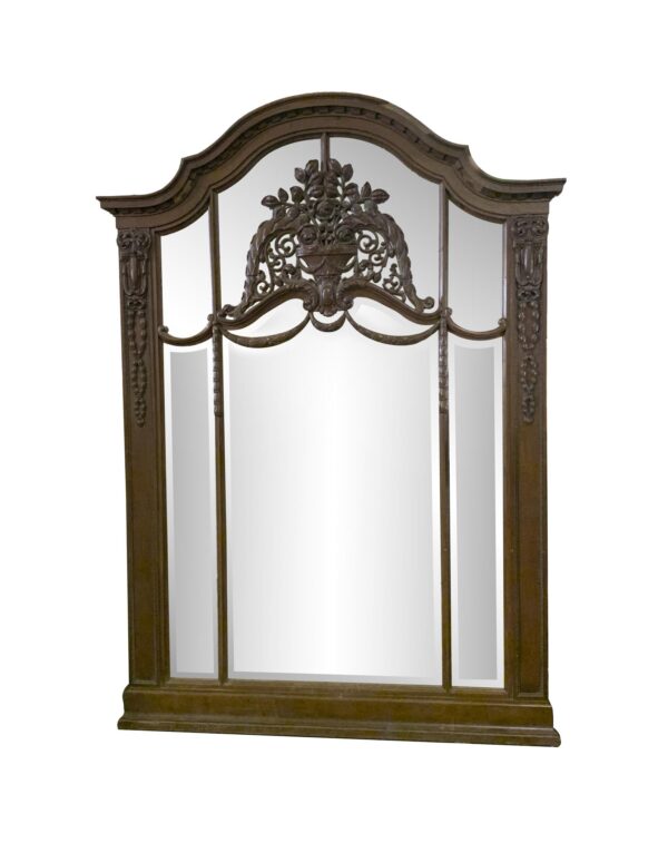 Antique Mirrors - 19th Century French Carved 7 ft Carved Oak Floral Mirror