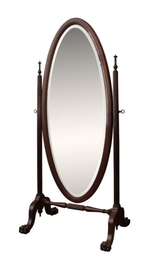 Antique Mirrors - Cheval Mirror with Beveled Glass with Claw Feet