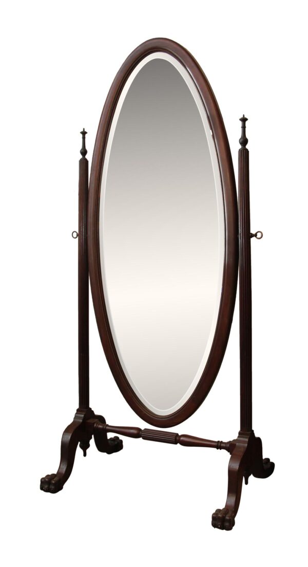 Antique Mirrors - Cheval Mirror with Beveled Glass with Claw Feet