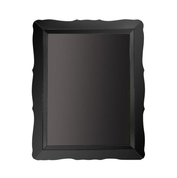 Antique Mirrors - Vintage Black Glass Scalloped Edge Wall Mirror