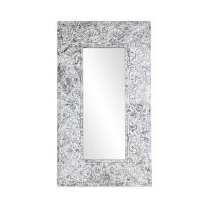 Antique Tin Mirrors - Handmade 10 in. Frame White Clamshell Antique Tin Ceiling Wall Mirror