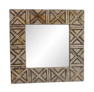 Antique Tin Mirrors - Handmade Brown X Square Antique Tin Ceiling Wall Mirror