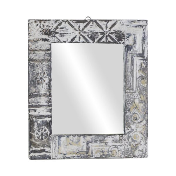 Antique Tin Mirrors - Handmade Gray Mixed Pattern Antique Tin Ceiling Wall Mirror