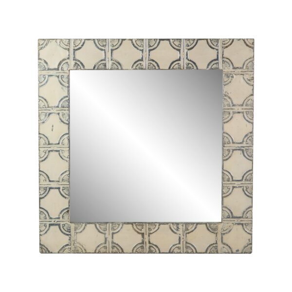 Antique Tin Mirrors - Handmade Square Beige Antique Tin Ceiling Wall Mirror
