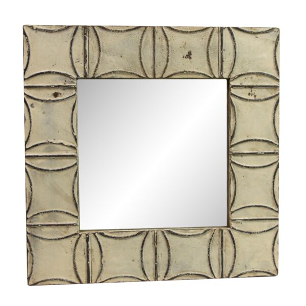 Antique Tin Mirrors - Handmade Tan Curved Square Antique Tin Ceiling Wall Mirror