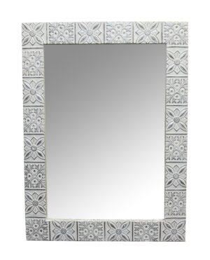 Antique Tin Mirrors - Handmade White Starflake Antique Tin Ceiling Wall Mirror