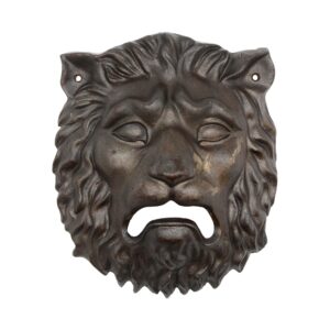 Applique - Antique Black Cast Iron Lion Head Wall Mount Applique
