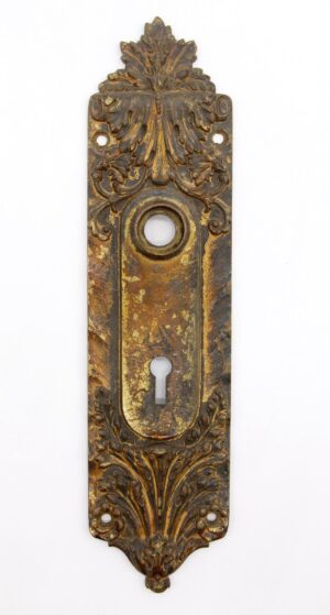 Back Plates - Antique Russell & Erwin Bronze Passage 9.375 in. Door Back Plate
