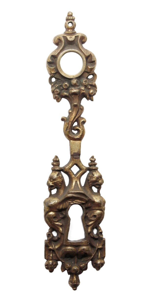 Back Plates - Bronze Ornate Figural French 8.25 in. Door Back Plate