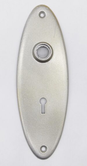 Back Plates - Modern 7 in. Oval Silver Painted Steel Door Back Plate