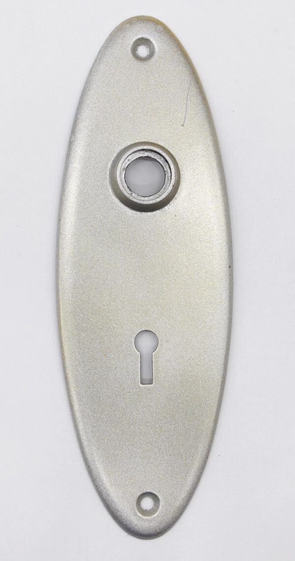 Back Plates - Modern 7 in. Oval Silver Painted Steel Door Back Plate