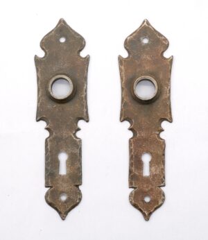 Back Plates - Pair of Arts & Crafts 6.5 in. Brass Door Back Plates