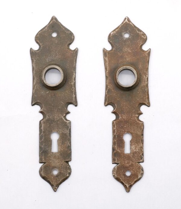 Back Plates - Pair of Arts & Crafts 6.5 in. Brass Door Back Plates