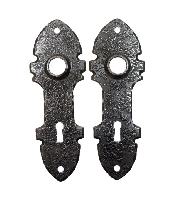 Back Plates - Pair of Arts & Crafts Cast Iron 6 in. Door Back Plates
