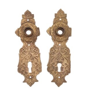 Back Plates - Pair of Cast Bronze Neo-Grec 7.75 in. Doorknob Back Plates