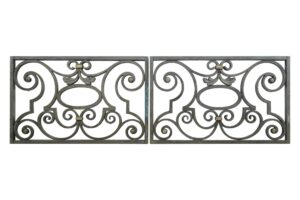 Balconies & Window Guards - Pair of Reclaimed Swirl Design Cast Bronze Window Guards
