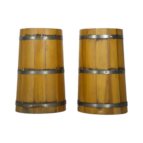 Barrels & Crates - Pair of Basketville Steel Strapped Pine Storage Barrels