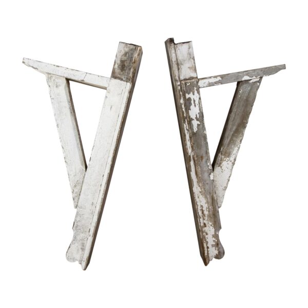 Bathroom - Pair of 49 in. Distressed White Farmhouse Wood Corbels