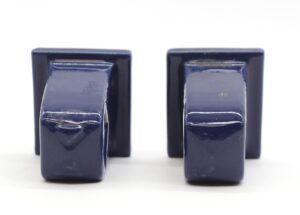 Bathroom - Pair of Vintage Navy Blue Ceramic Flush Mount Towel Brackets