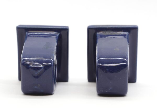 Bathroom - Pair of Vintage Navy Blue Ceramic Flush Mount Towel Brackets