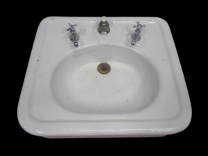 Bathroom - Reclaimed White Porcelain Square Wall Sink with Hardware