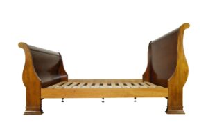 Bedroom - Dark Wood Tone Queen Sleigh Bed Frame
