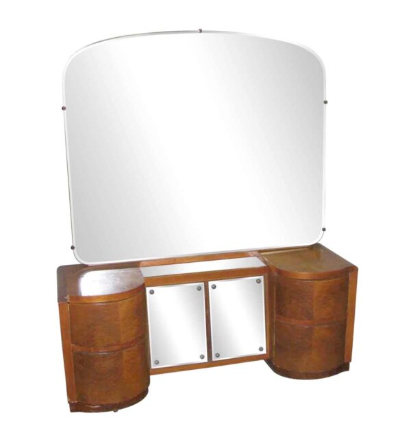 Bedroom - Vintage Art Deco Vanity with Curved Drawers & Large Mirror