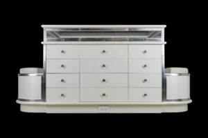 Bedroom - Walk In Closet White Jewelry Display Case Storage Island