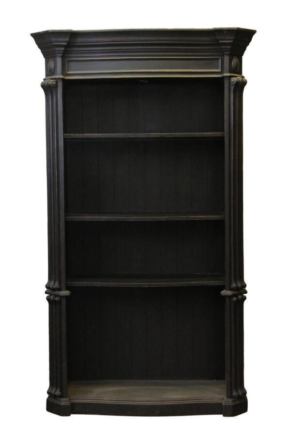 Bookcases - Large Victorian Black Wooden Bookcase