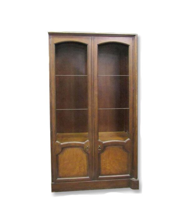 Bookcases - Mid Century Bookcase Cabinet with Wire Netting Doors