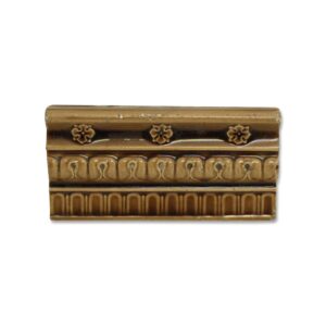 Bull Nose & Cap Tiles - Antique 6 x 3 Art Nouveau Brown Ceramic Bull Nose Wall Tile