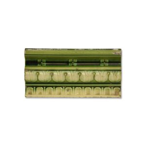 Bull Nose & Cap Tiles - Antique Art Nouveau 6 x 3 Green Ceramic Bull Nose Wall Tile