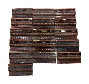 Bull Nose & Cap Tiles - Antique Dark Brown Floral Ledge Tile Set