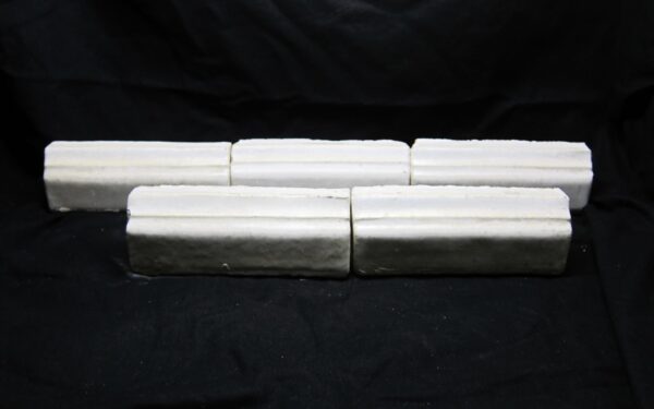 Bull Nose & Cap Tiles - Antique Set of Five White Edge Tiles