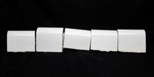 Bull Nose & Cap Tiles - Reclaimed Set of Five White Outside Corner Cap Tiles