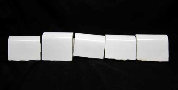 Bull Nose & Cap Tiles - Reclaimed Set of Five White Outside Corner Cap Tiles