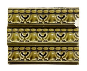 Bull Nose & Cap Tiles - Set of Antique 6 x 1.5 Beaded Green Wall Tiles