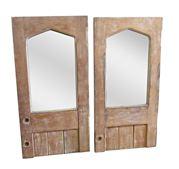 Cabinet Doors - Pair of Mirrored Wooden Cabinet Doors 48 x 23.75