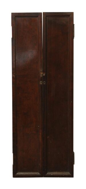 Cabinet Doors - Vintage 1 Pane Dark Stained Wood Cabinet Doors 58.75 x 22