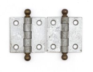 Cabinet & Furniture Hinges - Pair of 2 x 2 Steel Cabinet Hinges with Brass Ball Tips