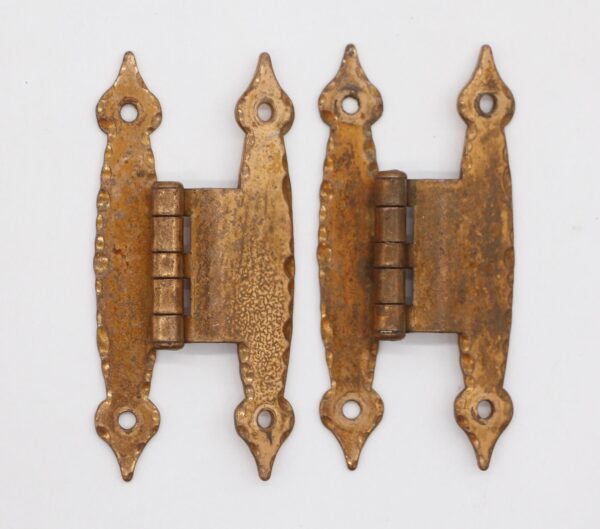 Cabinet & Furniture Hinges - Pair of Copper Over Steel Arts & Crafts Cabinet Hinges