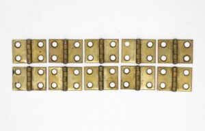 Cabinet & Furniture Hinges - Set of 10 Brass Plated 0.75 x 1.125 Steel Butt Hinges