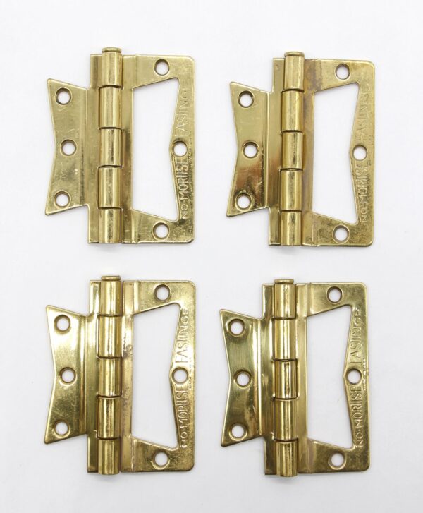 Cabinet & Furniture Hinges - Set of 4 Polished Brass No Mortise Fasting Bifold Cabinet Hinges