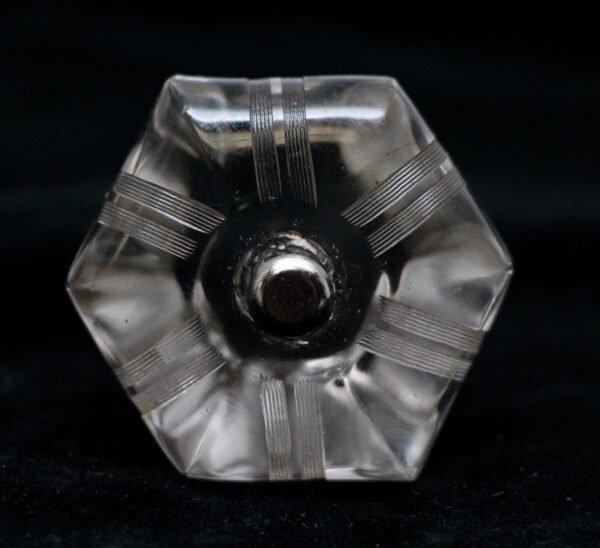 Cabinet & Furniture Knobs - 1.75 in. Vintage Etched Hexagon Glass Cabinet Knob