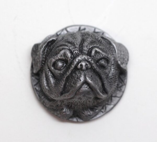 Cabinet & Furniture Knobs - Unique Pewter Over Brass Pug Dog Head Drawer Knob