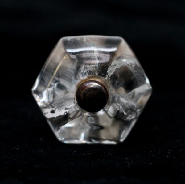 Cabinet & Furniture Knobs - Vintage 1.25 in. Hexagon Clear Glass Drawer Cabinet Knob