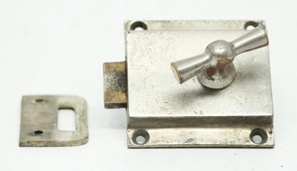 Cabinet & Furniture Latches - Vintage Brushed Nickel Plated Bronze Cabinet Latch